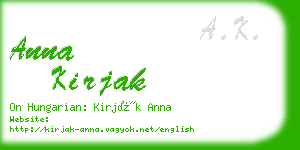 anna kirjak business card